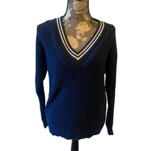 AMERICAN EAGLE Navy Blue V Neck Knit Sweater small